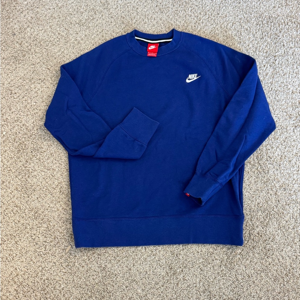 Nike Embroidered Crewneck Mens L Blue Logo Nike Swoosh